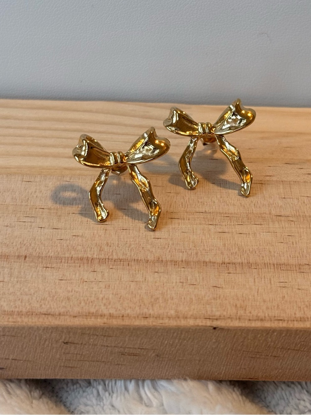 Gold Bow Stud Stainless Steel Earrings